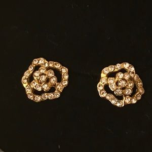 Pave rose earrings